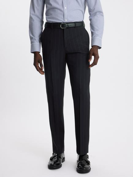 Moss Tailored Fit Pinstripe Trousers, Navy, Navy