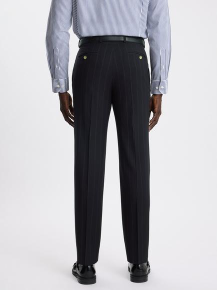 Moss Tailored Fit Pinstripe Trousers, Navy - view 2, Navy