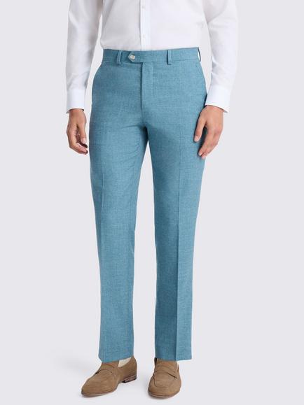 Moss Tailored Fit Slub Suit Trousers, Teal, Teal