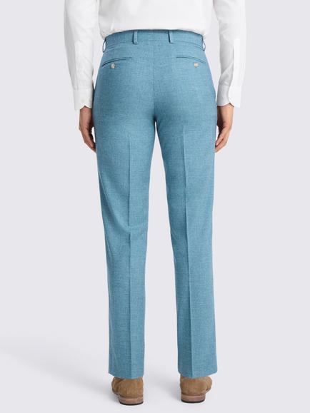 Moss Tailored Fit Slub Suit Trousers, Teal - view 2, Teal