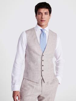 Moss Regular Linen Waistcoat, Oatmeal, Oatmeal