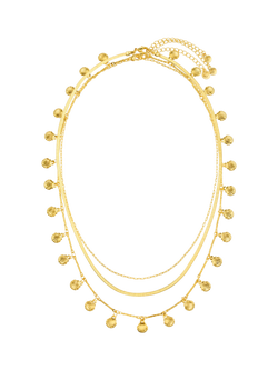 Orelia Shell Fringe 3-Row Necklace, Pale Gold - view 2, Pale Gold