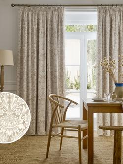William Morris At Home Sunflower Pair Blackout Lined Pencil Pleat Curtains, Hessian Natural - view 2, Hessian Natural