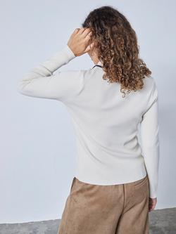 Sisters Point Litas Colour Contrast Rib Knit Top, Porcelain/Black - view 2, Porcelain/Black