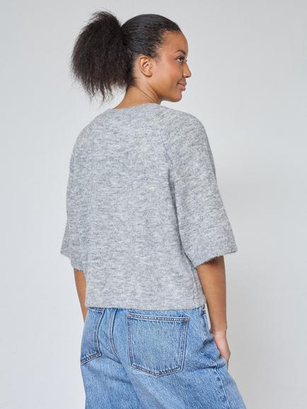 Sisters Point Kappo Boxy Knit Top, Grey Mel - view 2, Grey Mel