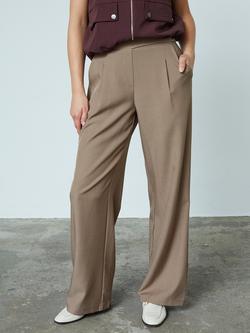 Sisters Point Viksa Wide Leg Elastic Waist Trousers, Sand Melange