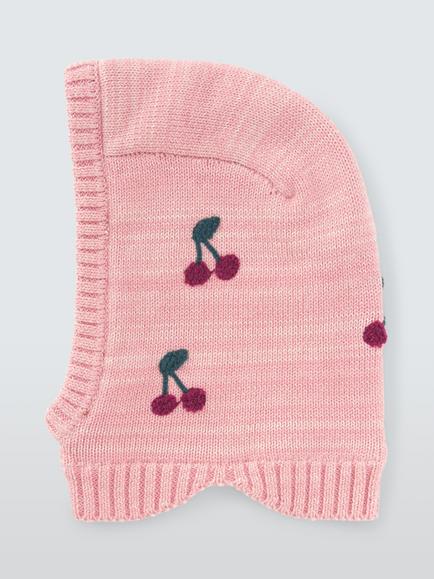 John Lewis Baby Cherries Embroidered Hood, Pink - view 2, Pink