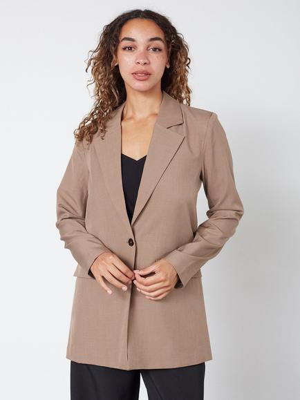 Sisters Point Viksa Single Button Long Sleeve Blazer, Sand Melange