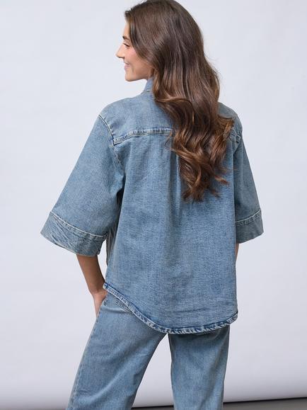 Sisters Point Olea Denim Jacket, Blue Vintage - view 2, Blue Vintage