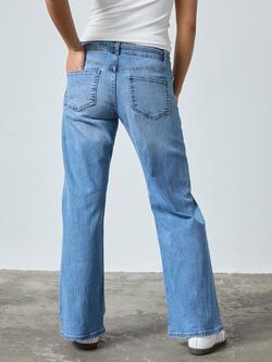 Sisters Point Onea Tie Waist Wide Leg Jeans, Mid Blue - view 2, Mid Blue