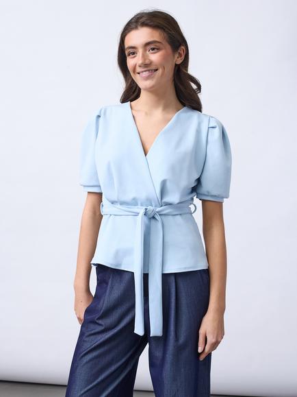 Sisters Point Nasa Tie Waist Wrap Top, Skyway, Skyway