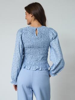 Sisters Point Nix Spot Print Smocked Blouse, Skyway - view 2, Skyway