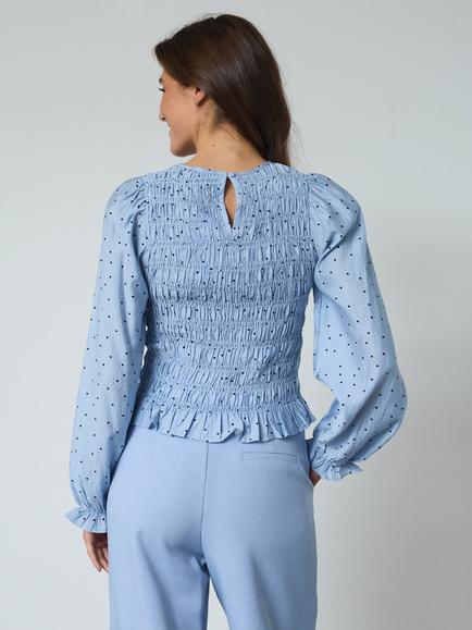 Sisters Point Nix Spot Print Smocked Blouse, Skyway - view 2, Skyway