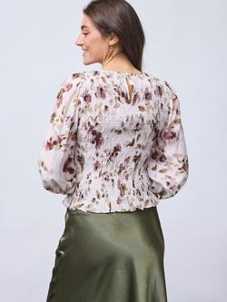 Sisters Point Nix Floral Smocked Blouse, Pink/Multi - view 2, Pink/Multi