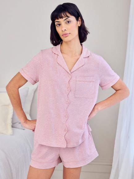 Chelsea Peers Scallop Edge Short Pyjamas - view 2, Pink