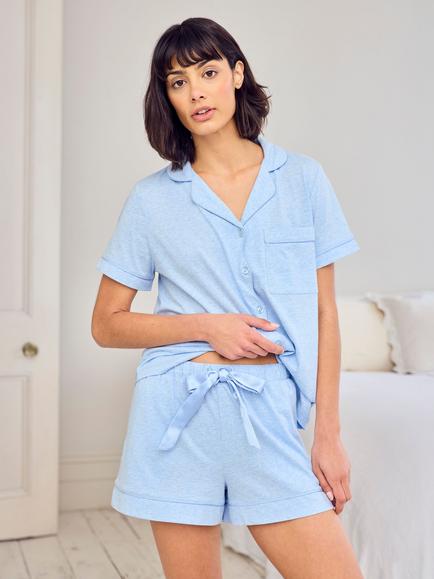 Chelsea Peers Scallop Edge Short Pyjamas, Blue