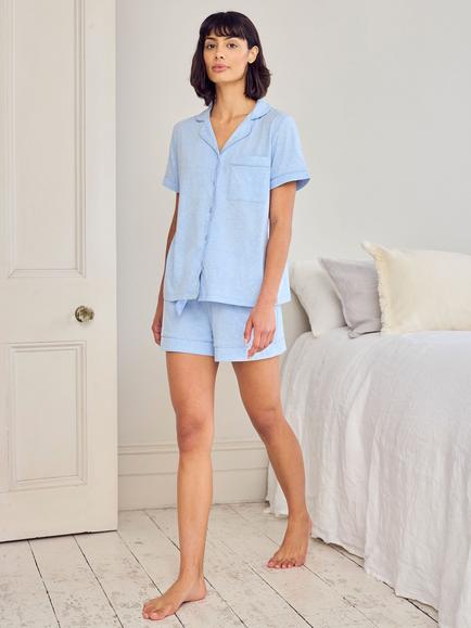 Chelsea Peers Scallop Edge Short Pyjamas - view 2, Blue