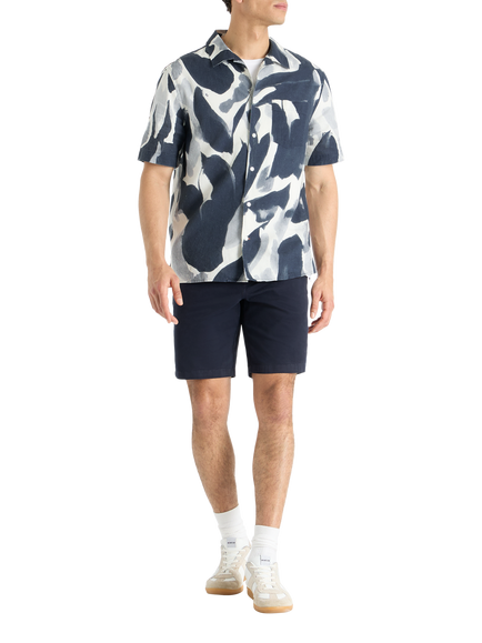 SPOKE Linen Cuban Straight Fit Shirt, Midnight Botanist, Midnight Botanist