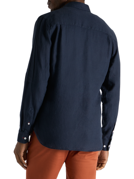 SPOKE Linen Slim Fit Shirt - view 2, Navy