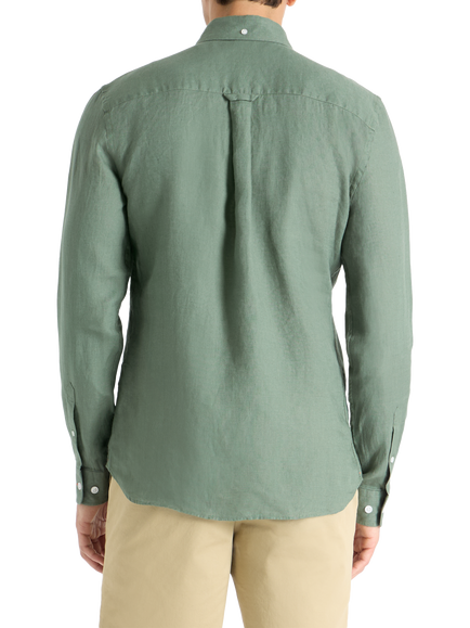 SPOKE Linen Straight Fit Shirt, Highland - view 2, Highland