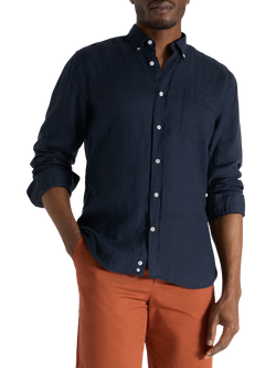 SPOKE Linen Straight Fit Shirt - view 2, Navy