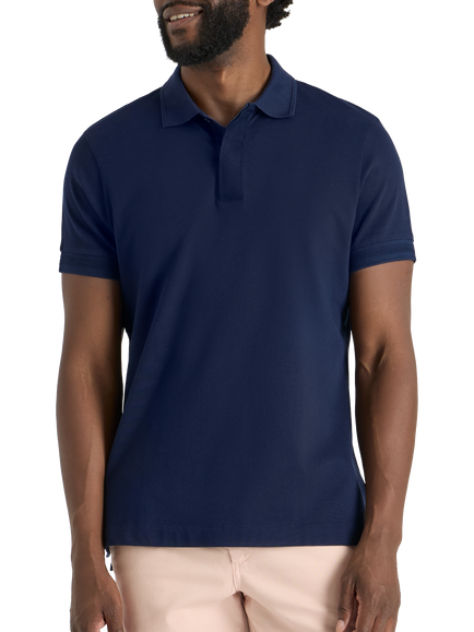 SPOKE Piqué Slim Fit Short Sleeve Polo Shirt, Navy
