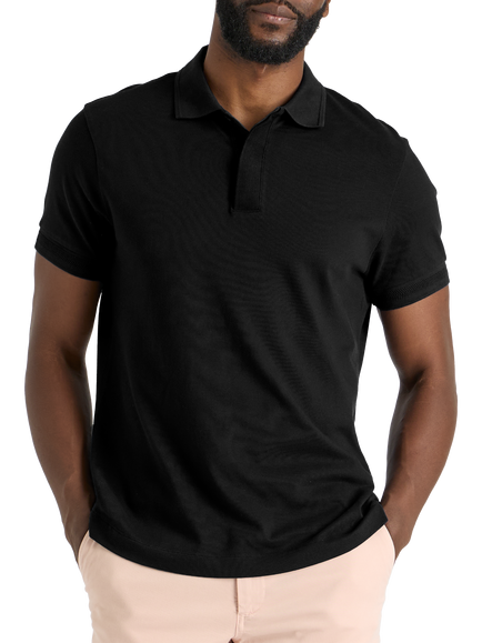 SPOKE Piqué Straight Fit Short Sleeve Polo Shirt - view 2, Black