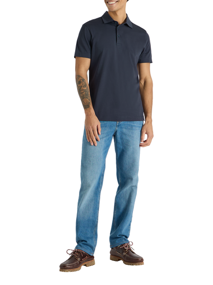 SPOKE Tolo Straight Fit Short Sleeve Polo Shirt, Dark Navy