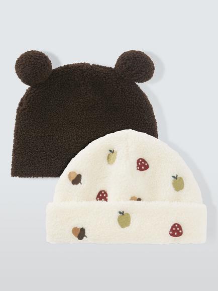 John Lewis Baby Mushroom Beanie Hats, Pack of 2, Brown, Brown