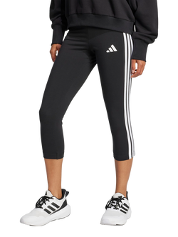 adidas Women's Essentials 3-Stripes 3/4 Length Leggings, Black, Black