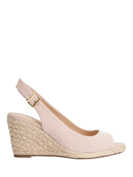 Dune London Mediating Canvas Wedge Heel Sandals, Blush, Blush