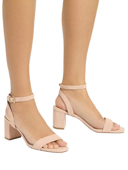 Dune London Medina Suede Block Heel Sandals, Blush - view 2, Blush