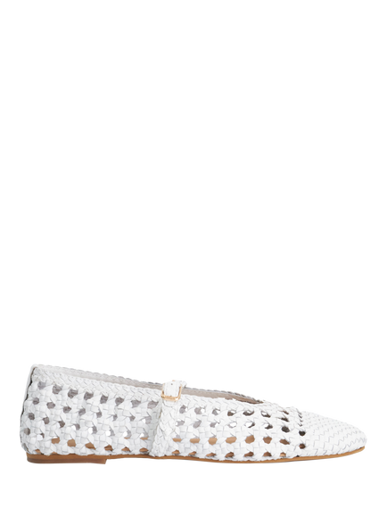 Dune London Hazella Woven Leather Mary Janes, White