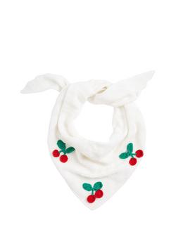 Chinti & Parker Embroidered Cherry Bandana, Cream, Cream