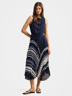 Forever New Addie Pleated Skirt Midi Dress, Marnie Stripe, Marnie Stripe