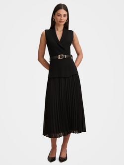 Forever New Bianca Woven Mix Knit Dress, Black, Black