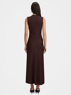 Forever New Jayden Satin Mixed Midi Dress, Chocolate - view 2, Chocolate