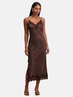 Forever New Jess Polka Dot Lace Trim Midi Dress, Jaya Spot, Jaya Spot