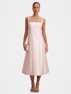 Forever New Kayla Structured Satin Midi Dress, Pink, Pink