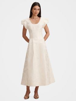 Forever New Lily Scoop Neck Jacquard Midi Dress, Porcelain, Porcelain