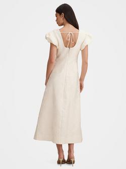Forever New Lily Scoop Neck Jacquard Midi Dress, Porcelain - view 2, Porcelain