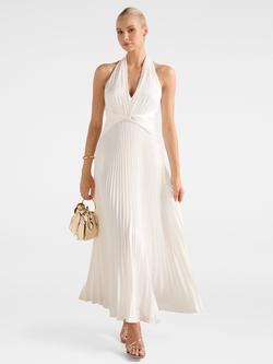 Forever New  Natasha Plunge Neck Flared Maxi Dress, Porcelain, Porcelain