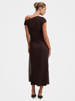 Forever New Paris Lace Asymmetric Midi Dress, Chocolate - view 2, Chocolate