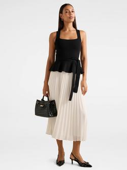 Forever New Peony Two-in-One Pleated Midi Dress, Mono, Mono