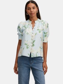 Forever New Tahlia Floral Tuck Detail Blouse, Blue Arna Floral, Blue Arna Floral