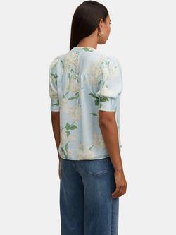 Forever New Tahlia Floral Tuck Detail Blouse, Blue Arna Floral - view 2, Blue Arna Floral