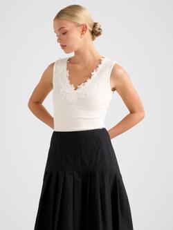 Forever New Sylvie Lace Trim Vest Top, Porcelain, Porcelain