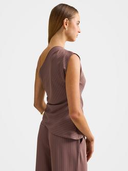 Forever New Willow Tuck Tailored Top - view 2, Mocha Pinstripe Set