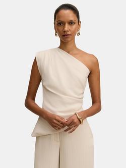 Forever New Willow Tuck Tailored Top, Milk Pinstripe Set