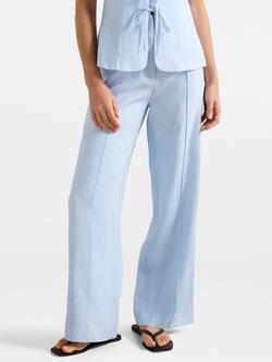Forever New Posey Wide Leg Pure Linen Trousers, Blue Set, Blue Set
